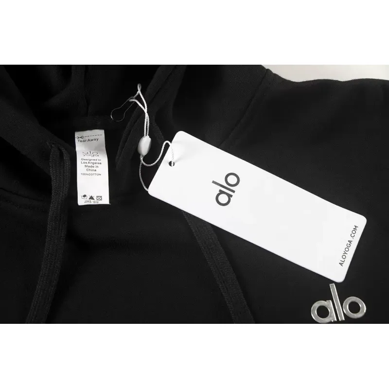 Alo Yoga Accolade Full Zip Hoodie Black Grey