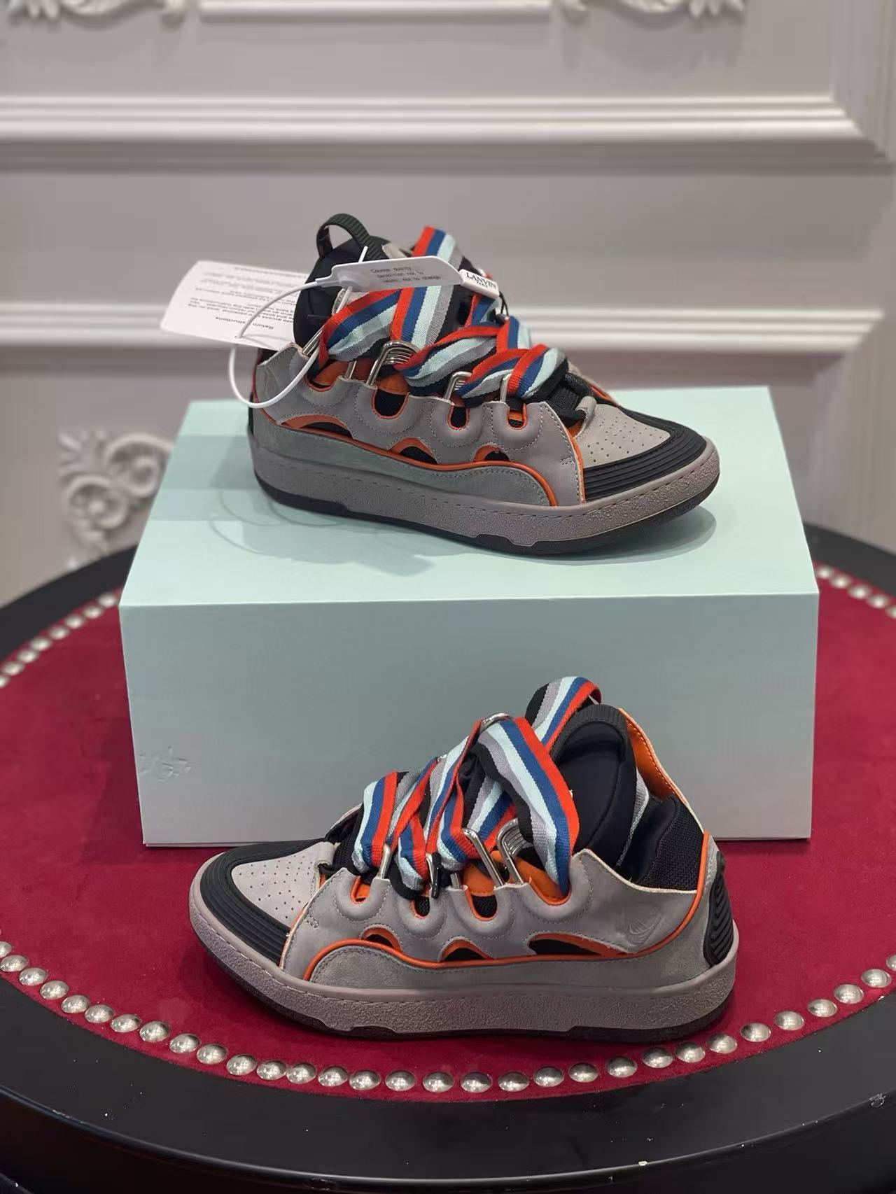 Lanvin Leather Curb Grey Orange