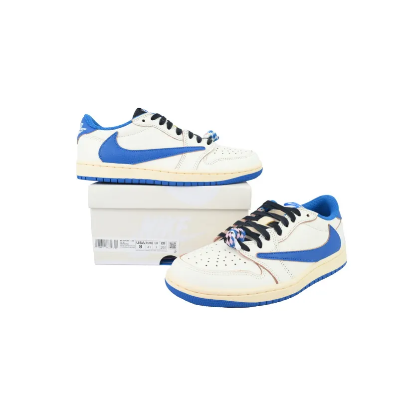 PK God Batch Air Jordan 1 Retro Low OG SP Fragment x Travis Scott Sail Military Blue DM7866-104