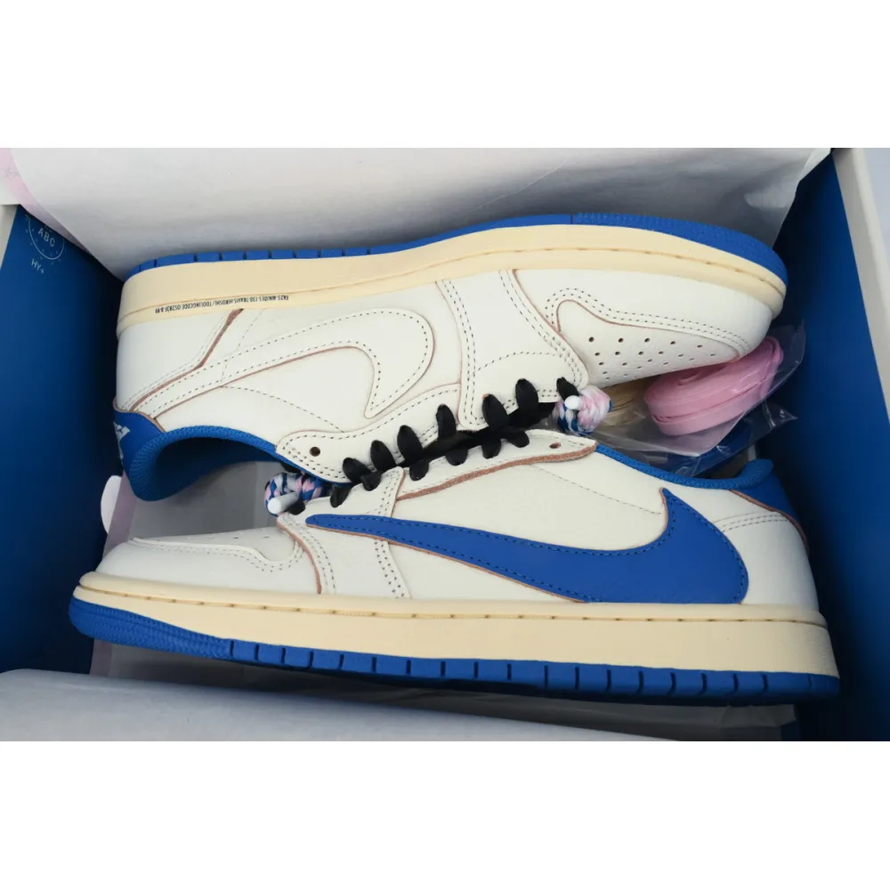 PK God Batch Air Jordan 1 Retro Low OG SP Fragment x Travis Scott Sail Military Blue DM7866-104