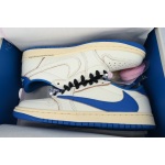 PK God Batch Air Jordan 1 Retro Low OG SP Fragment x Travis Scott Sail Military Blue DM7866-104