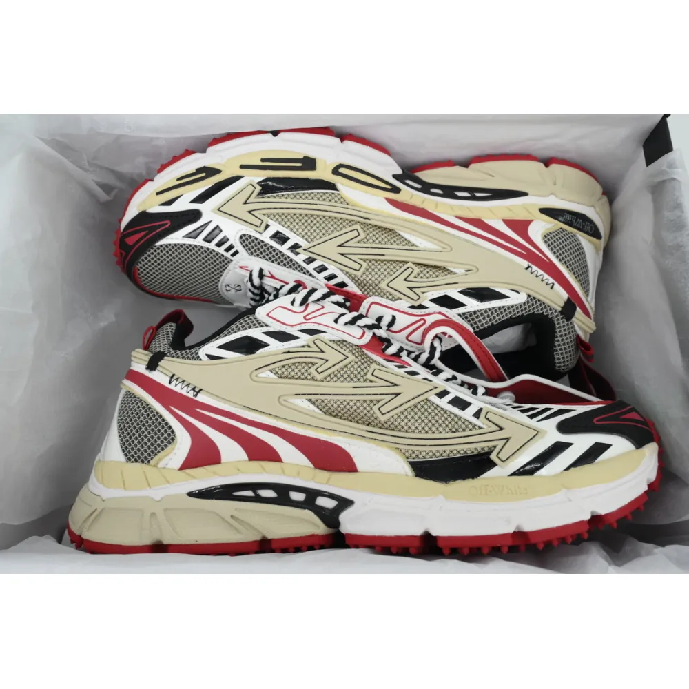 Off White Be Right Back Sneakers Khaki Red OMIA295C99 FAB000 0032