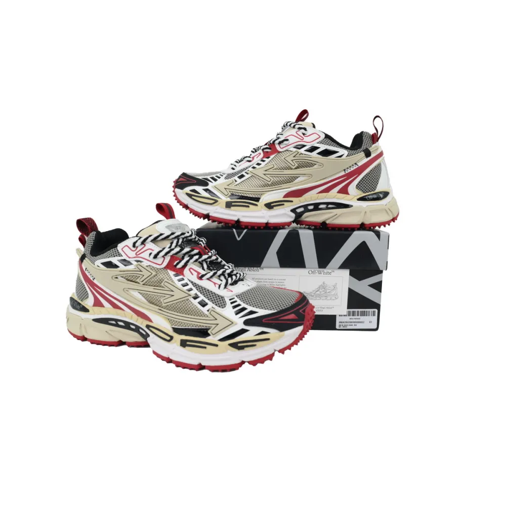 Off White Be Right Back Sneakers Khaki Red OMIA295C99 FAB000 0032