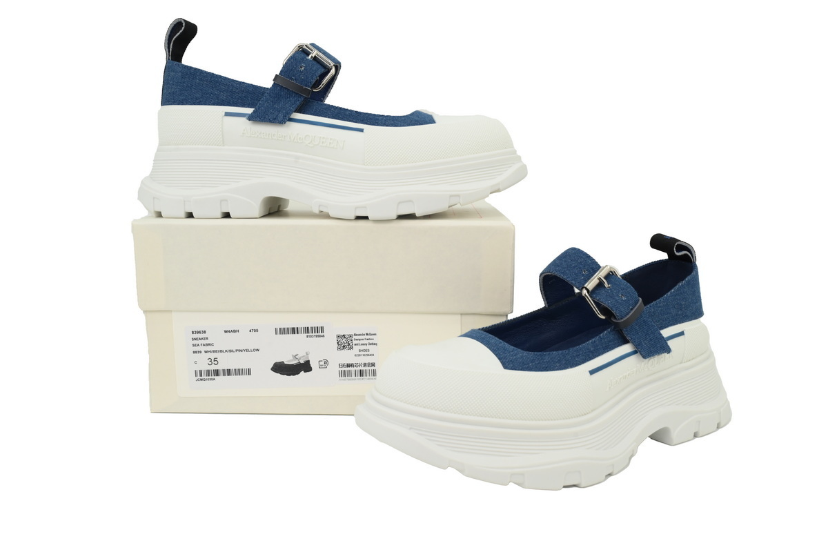 Alexander McQueen Women's Tread Slick Mary Jane In Tibetan Blue