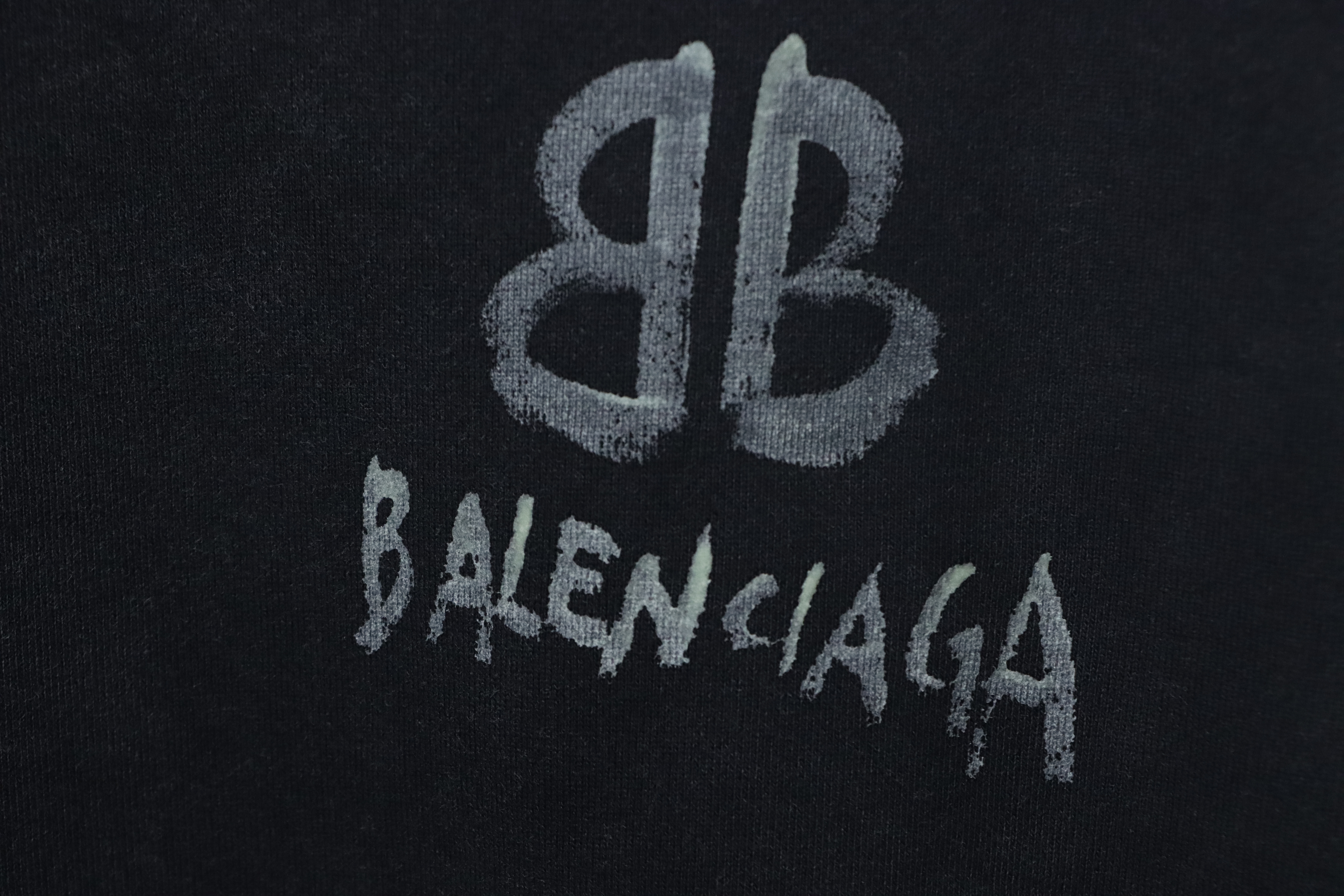 Balenciaga Hand-Painted Luminous Print Crew Neck Sweatshirt