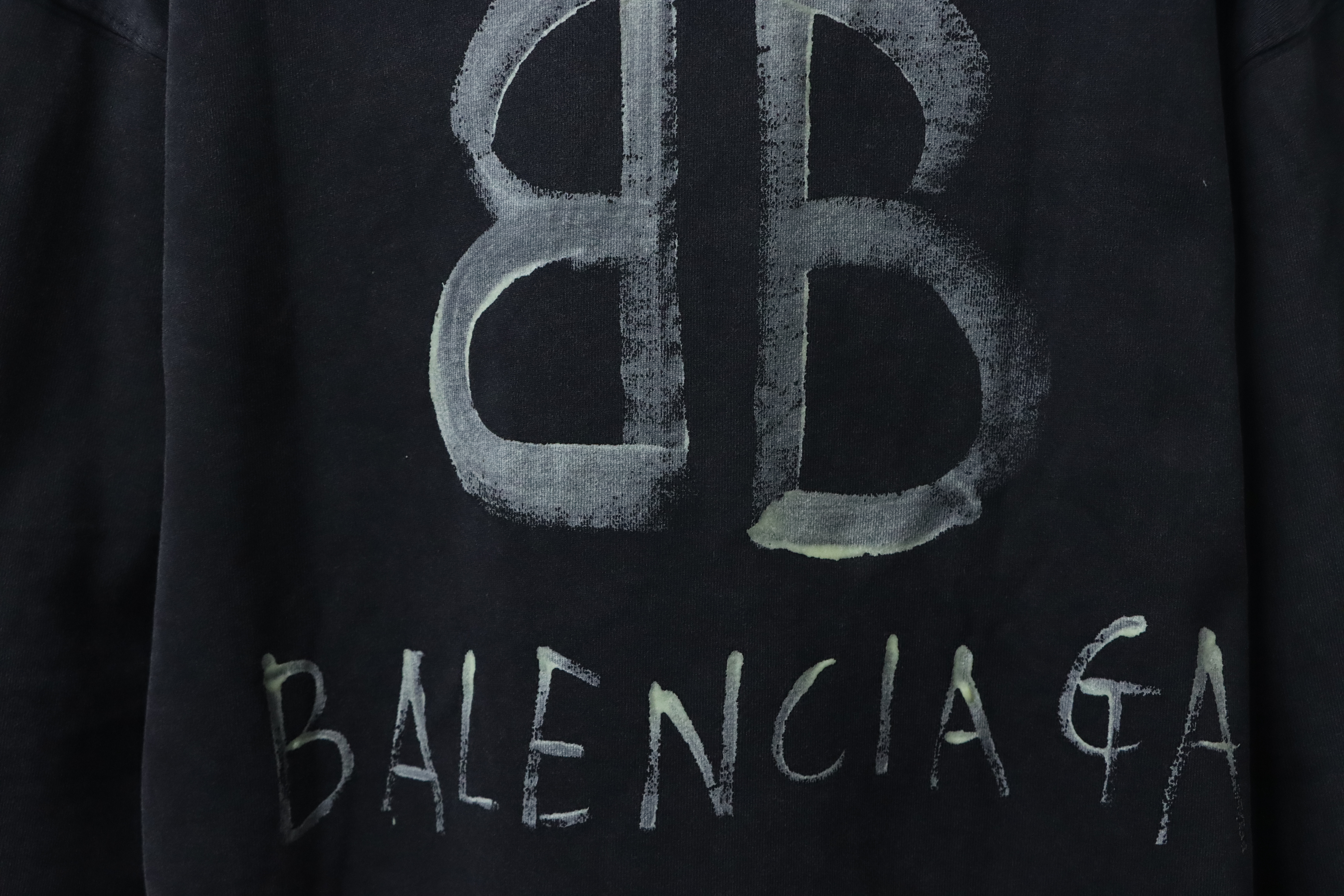 Balenciaga Hand-Painted Luminous Print Crew Neck Sweatshirt