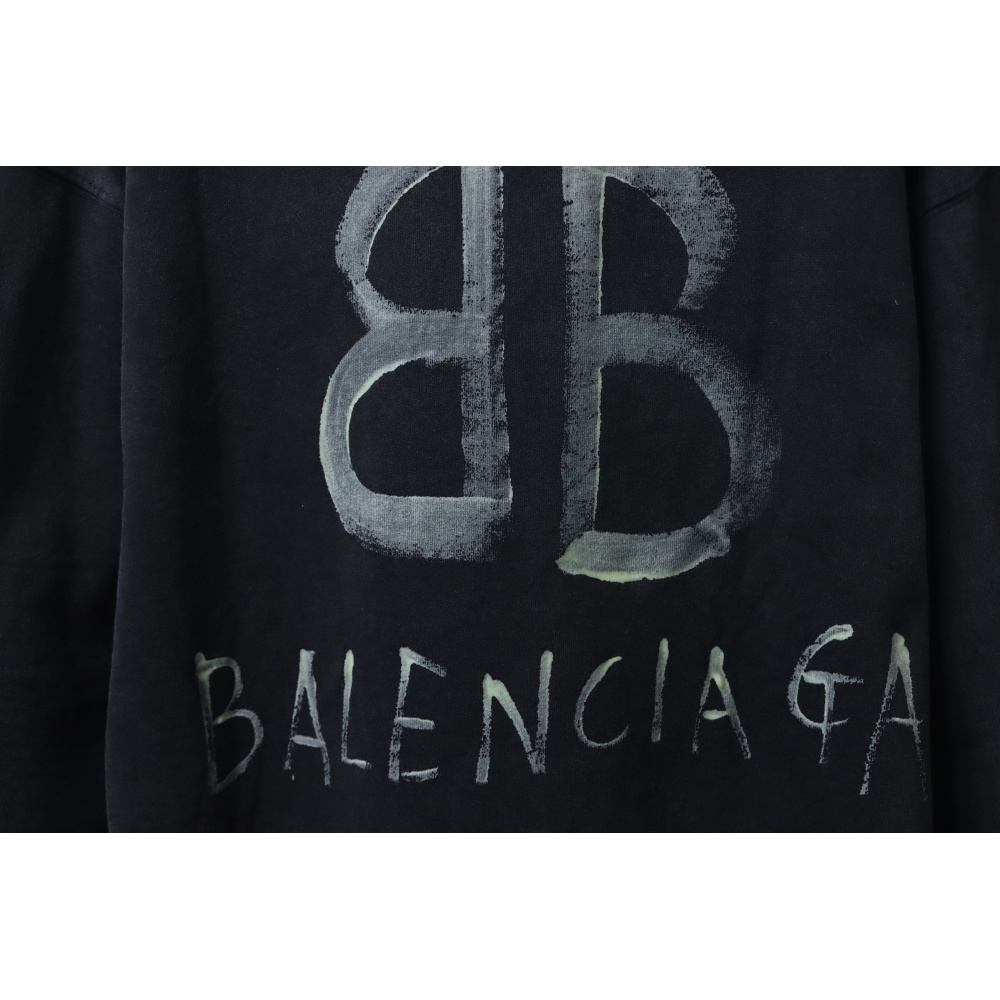 Balenciaga Hand-Painted Luminous Print Crew Neck Sweatshirt