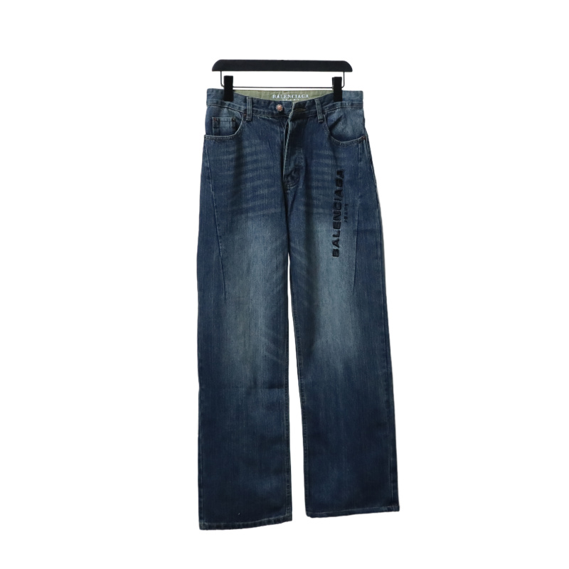 Balenciaga Side Lettering Embroidery Dark Jeans