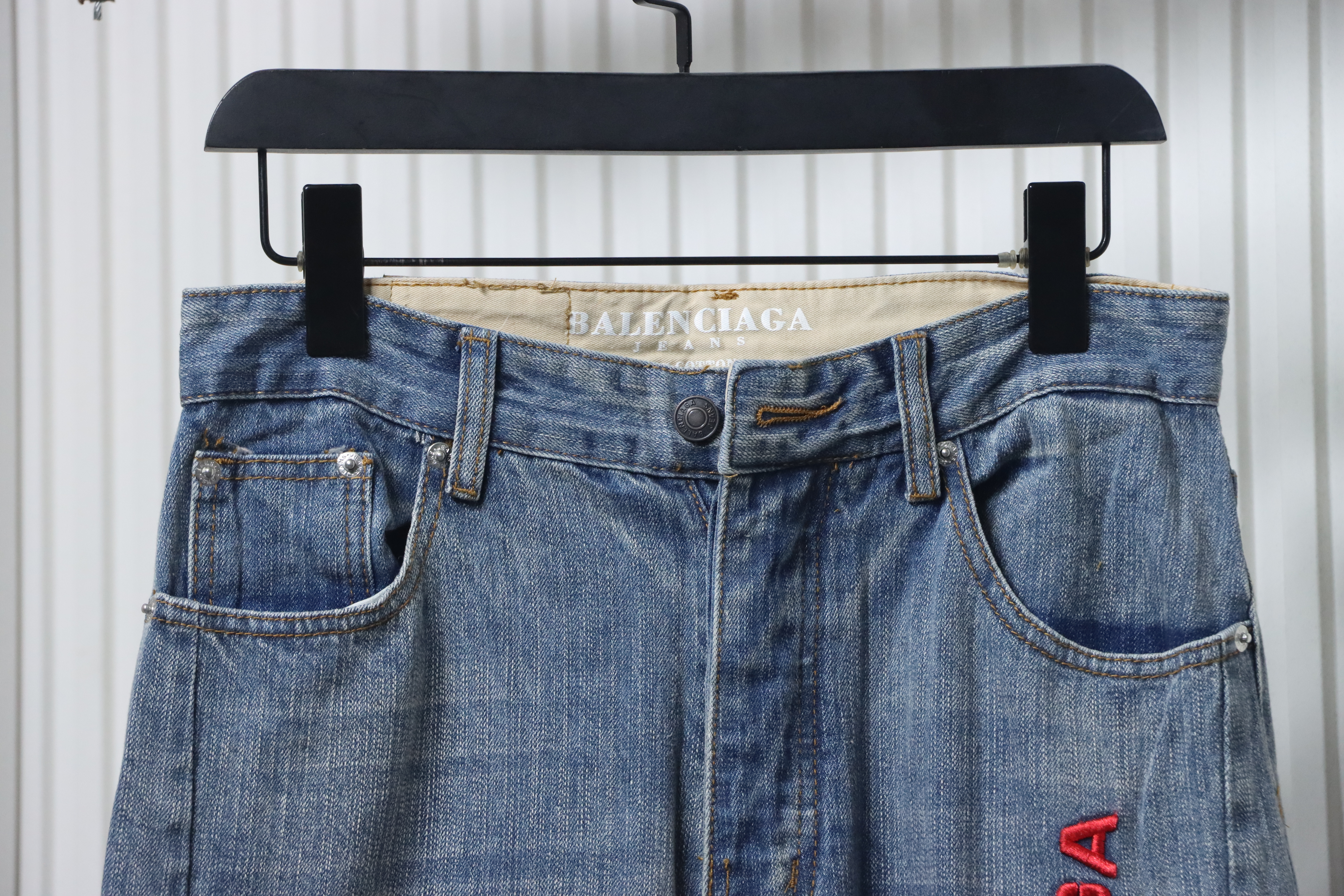 Balenciaga Side Lettering Embroidery Jeans