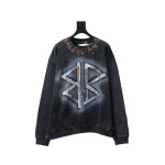 Balenciaga Washed Hand-Painted Lettering Crew Neck Sweatshirt