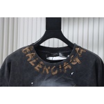 Balenciaga Washed Hand-Painted Lettering Crew Neck Sweatshirt