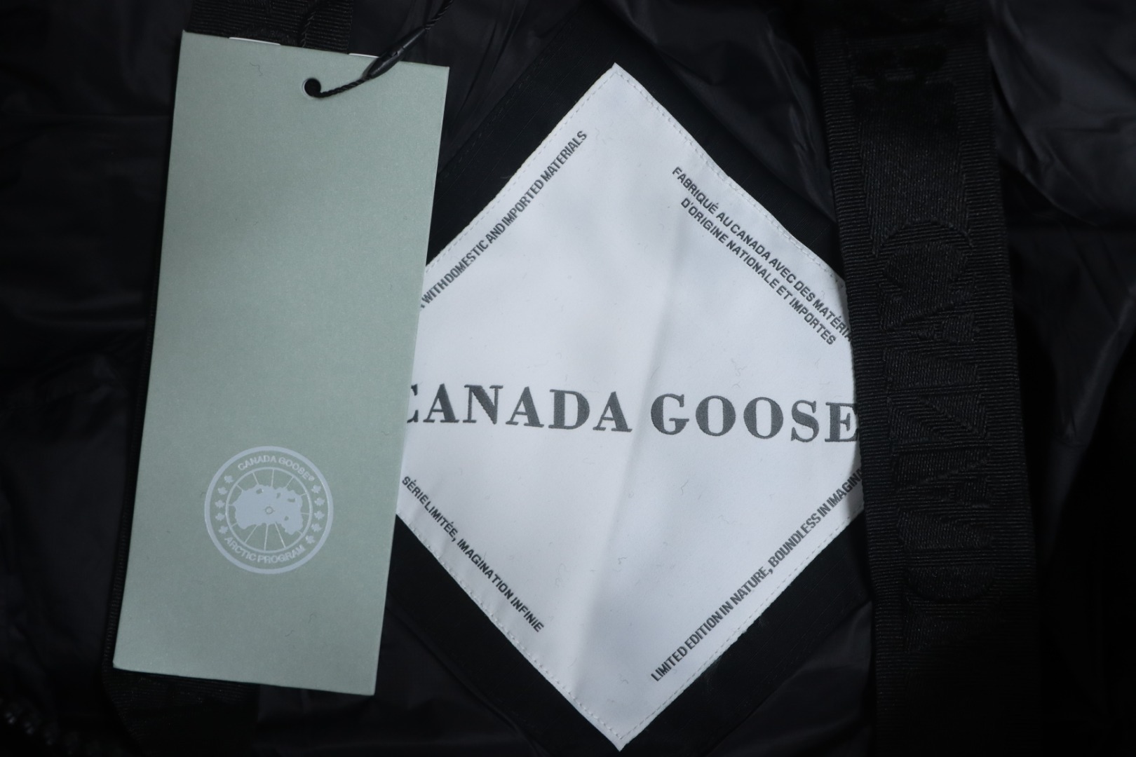 Canada Goose Solid Color Zip-Up Down Jacket with Sleeve Badge