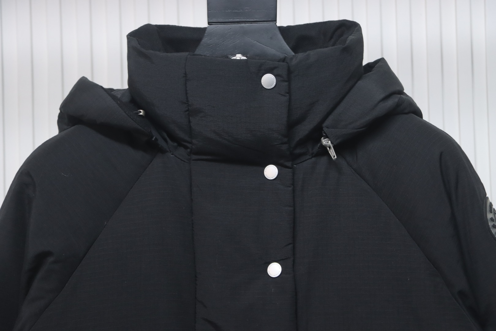 Canada Goose Solid Color Zip-Up Down Jacket with Sleeve Badge