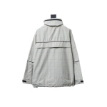 Balenciaga Embroidered Stand Collar Half-Zip Plaid Jacket