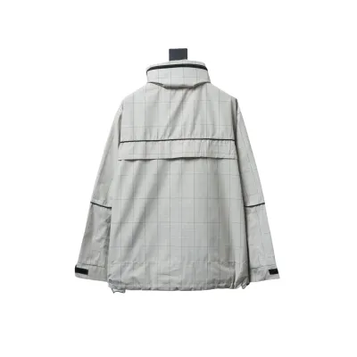 Balenciaga Embroidered Stand Collar Half-Zip Plaid Jacket 02