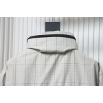 Balenciaga Embroidered Stand Collar Half-Zip Plaid Jacket