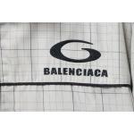 Balenciaga Embroidered Stand Collar Half-Zip Plaid Jacket