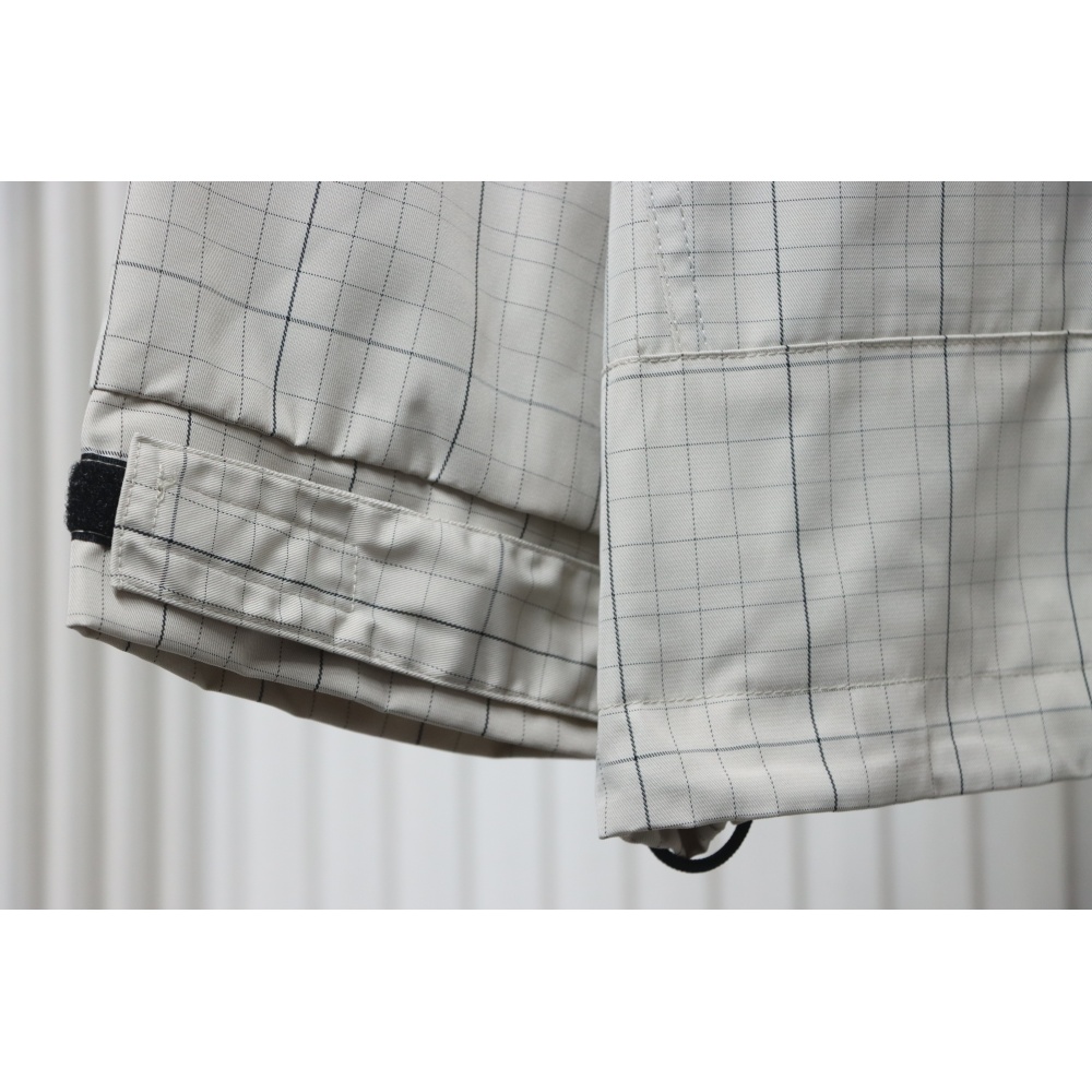 Balenciaga Embroidered Stand Collar Half-Zip Plaid Jacket