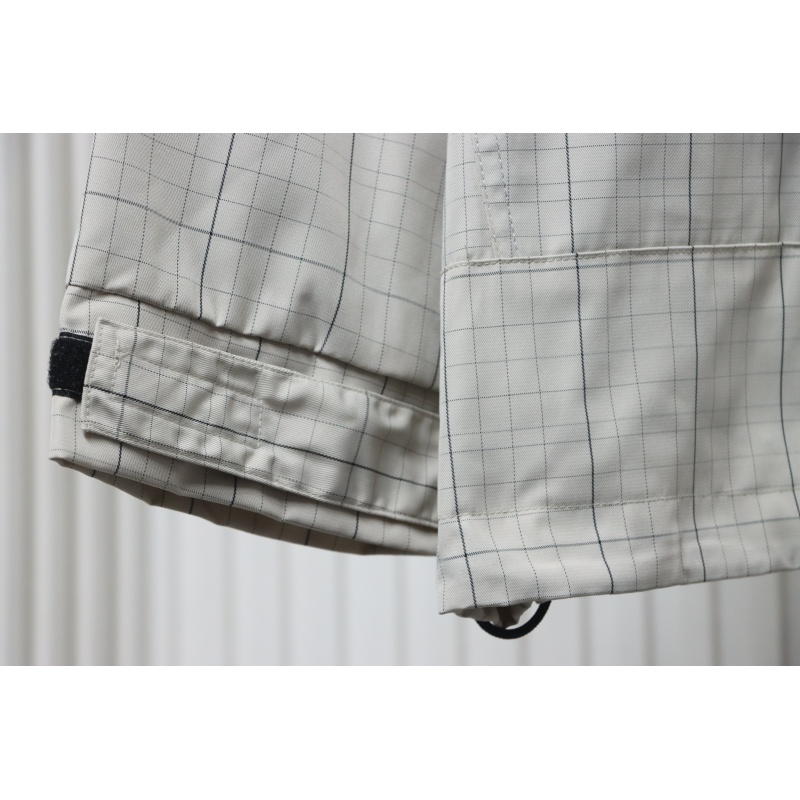 Balenciaga Embroidered Stand Collar Half-Zip Plaid Jacket