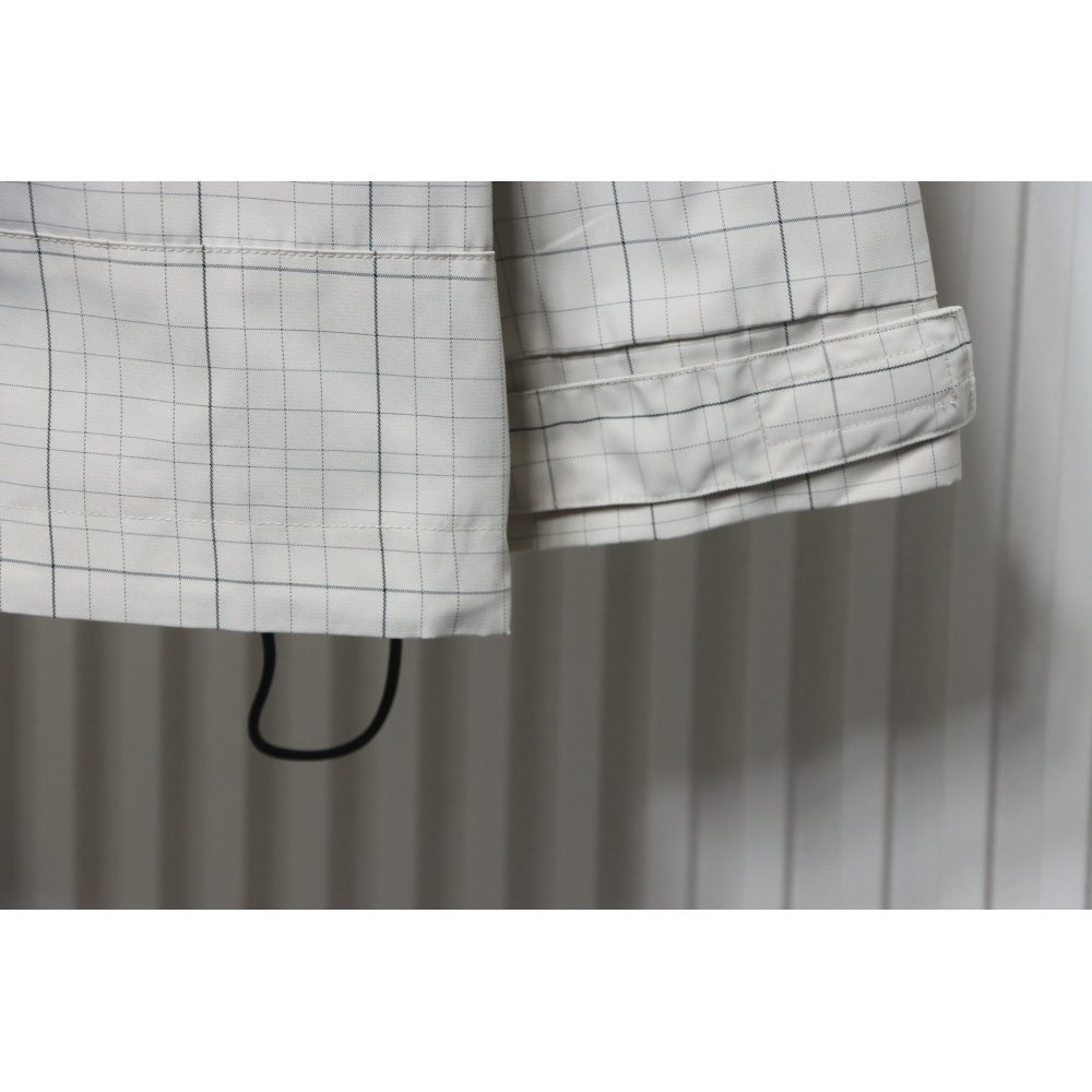 Balenciaga Embroidered Stand Collar Half-Zip Plaid Jacket