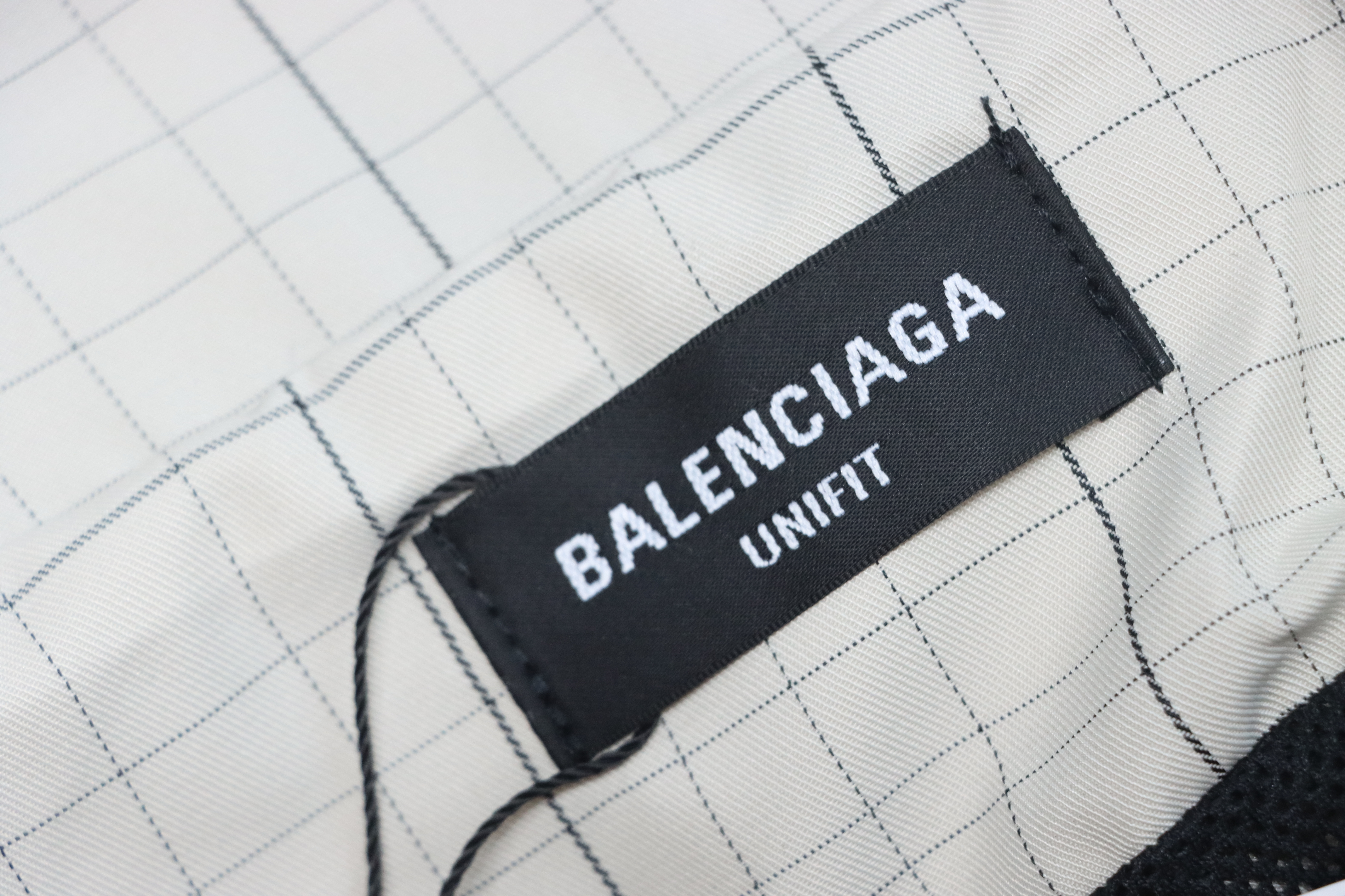 Balenciaga Embroidered Stand Collar Half-Zip Plaid Jacket