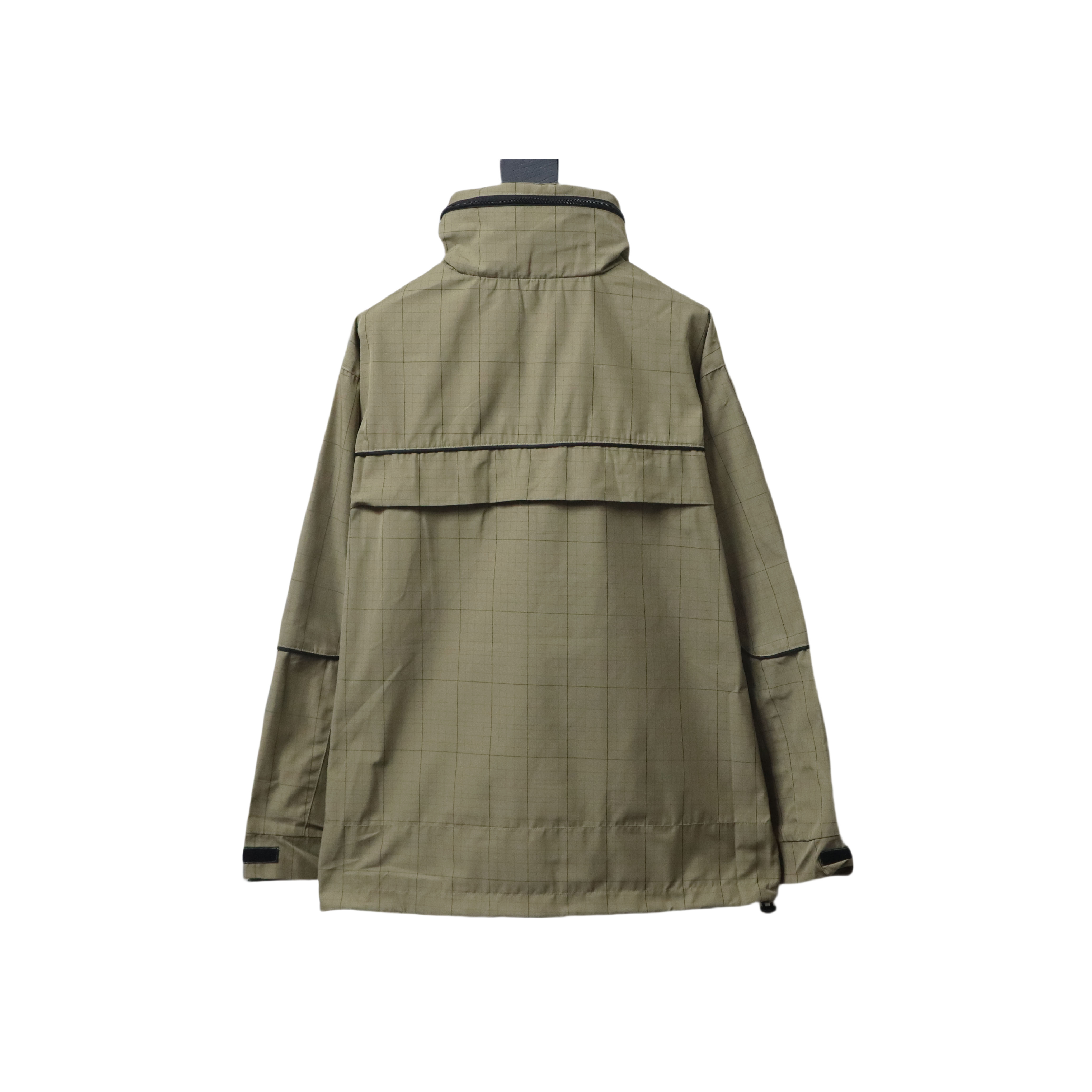 Balenciaga Embroidered Stand Collar Half-Zip Plaid Jacket