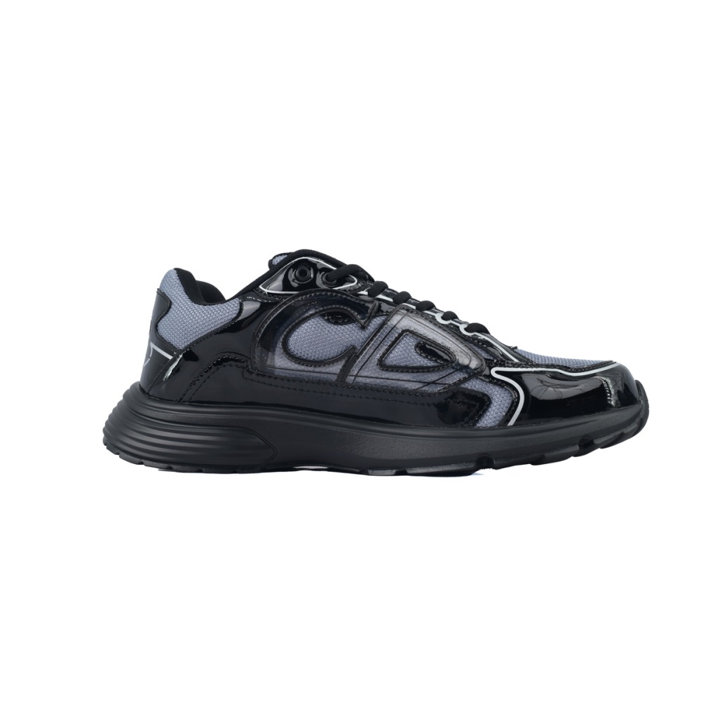 【TOP Version】Dior B30 Round Head Logo Sneakers Patent Leather Gray
