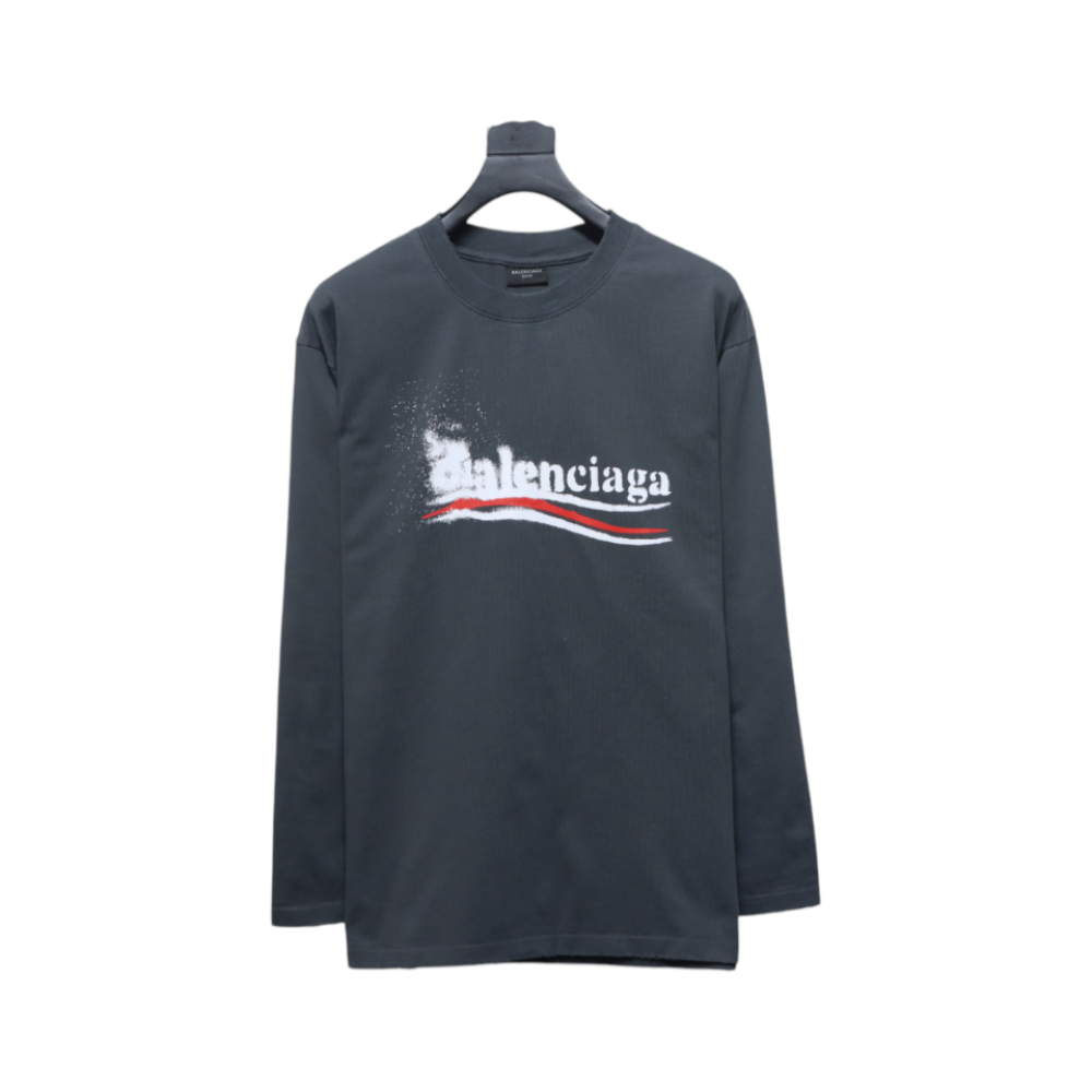 Balenciaga Fuzzy Cola Print Washed Ripped Long-Sleeved