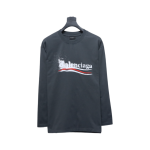 Balenciaga Fuzzy Cola Print Washed Ripped Long-Sleeved