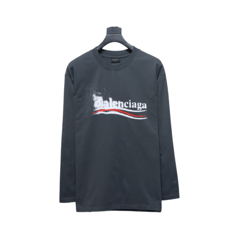 Balenciaga Fuzzy Cola Print Washed Ripped Long-Sleeved