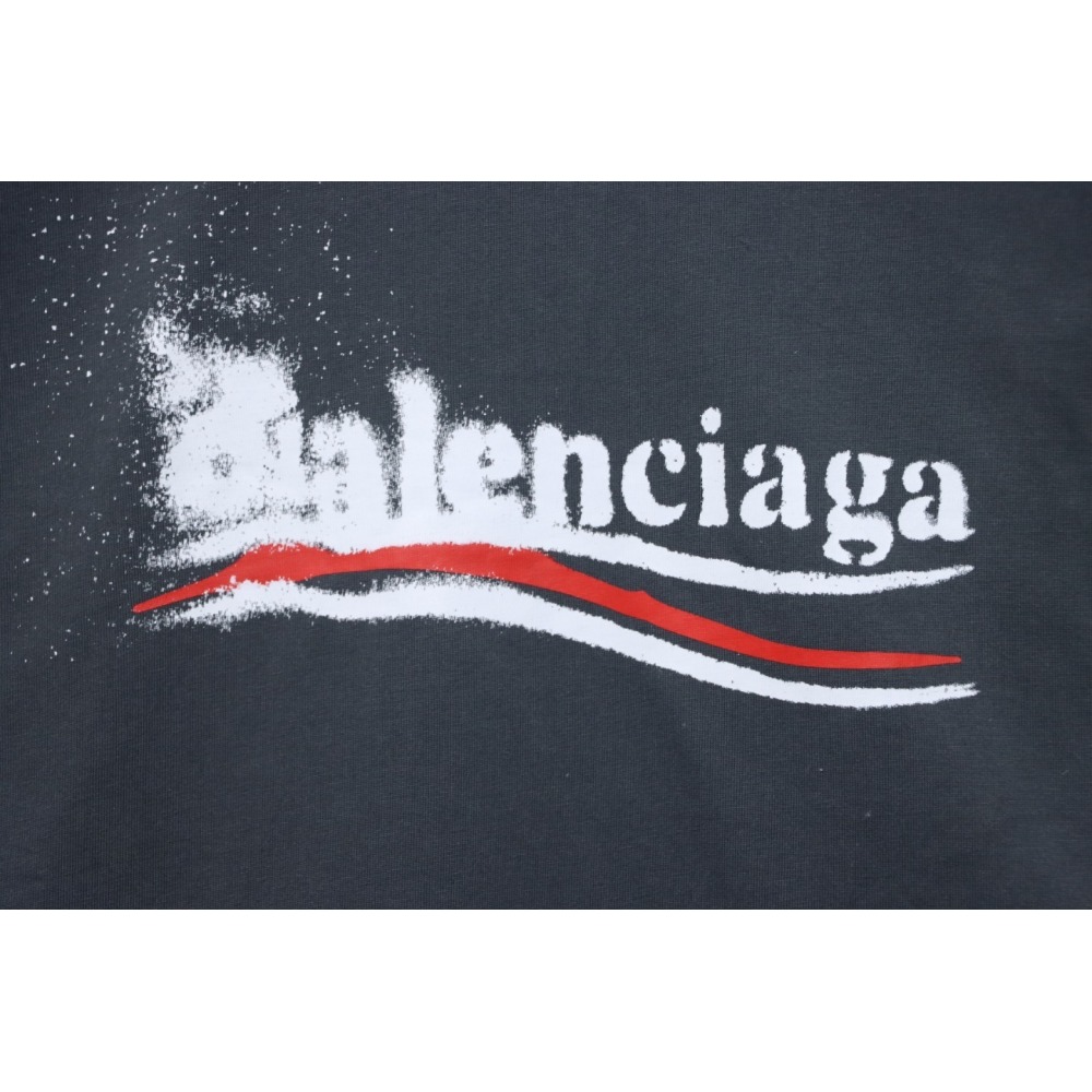 Balenciaga Fuzzy Cola Print Washed Ripped Long-Sleeved