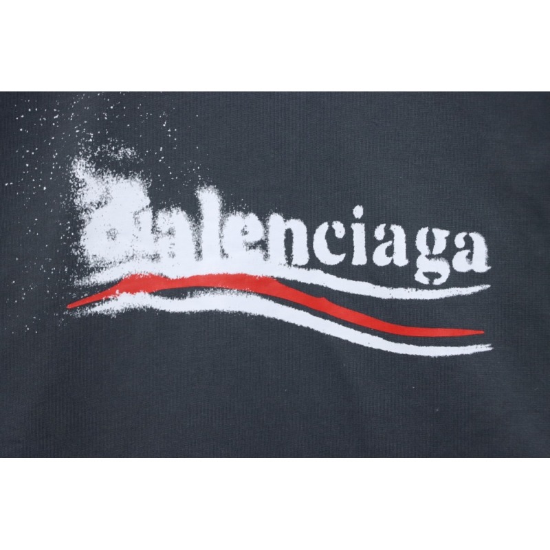 Balenciaga Fuzzy Cola Print Washed Ripped Long-Sleeved