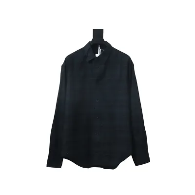 Balenciaga Fuzzy Lettering Plaid Long-Sleeved Shirt 01