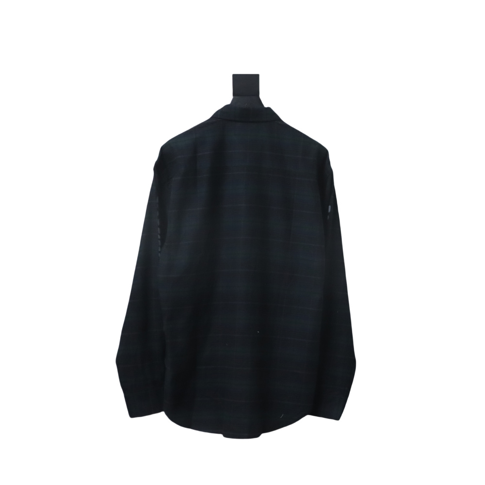 Balenciaga Fuzzy Lettering Plaid Long-Sleeved Shirt