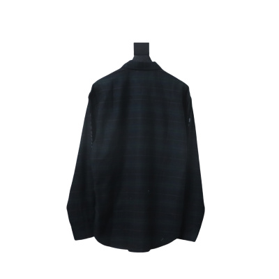 Balenciaga Fuzzy Lettering Plaid Long-Sleeved Shirt 02