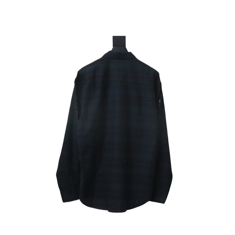 Balenciaga Fuzzy Lettering Plaid Long-Sleeved Shirt