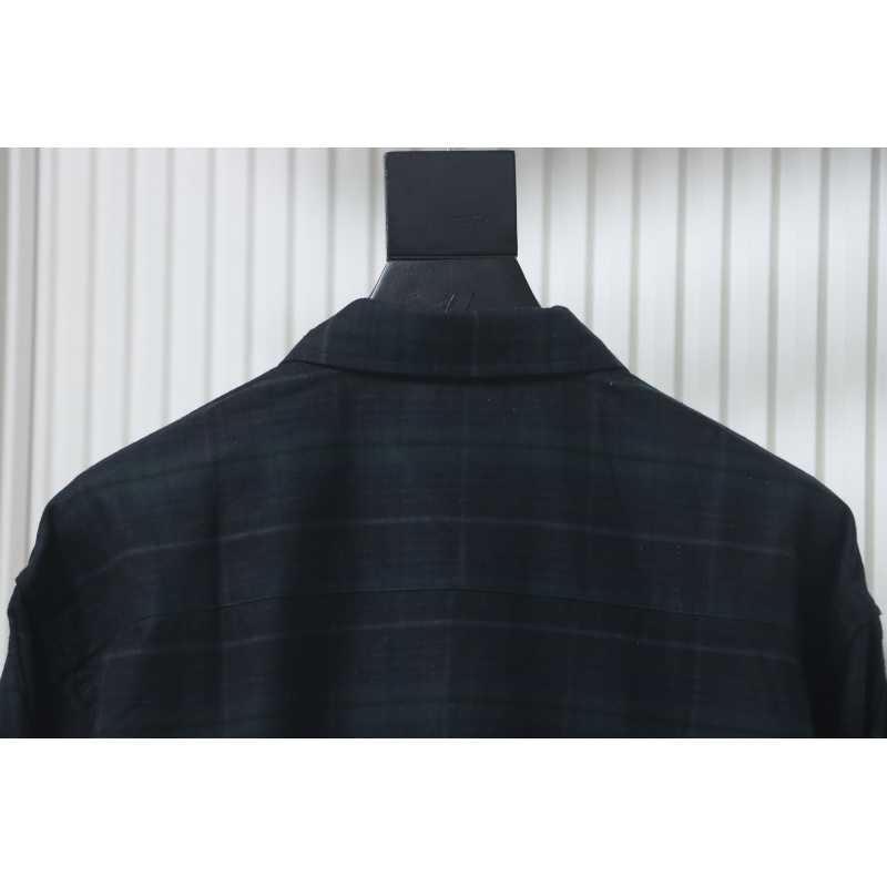 Balenciaga Fuzzy Lettering Plaid Long-Sleeved Shirt