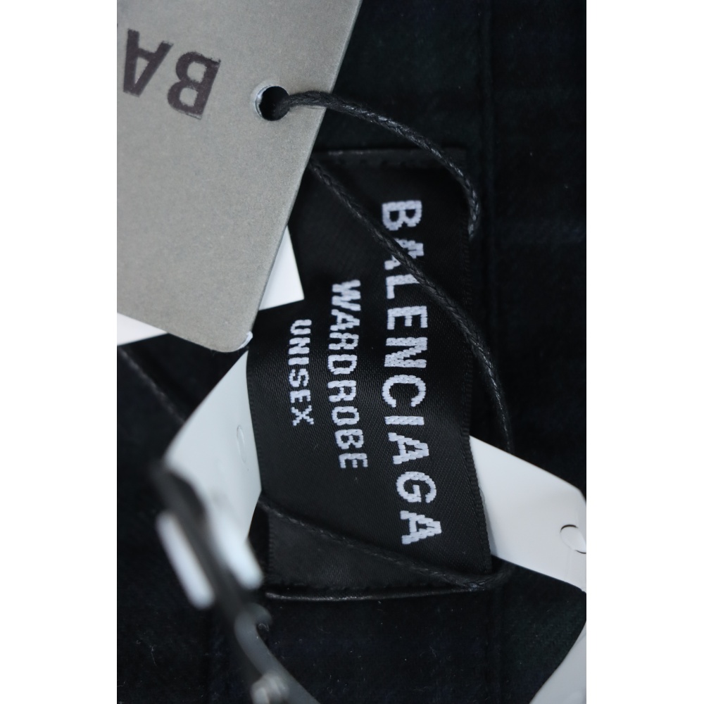 Balenciaga Fuzzy Lettering Plaid Long-Sleeved Shirt