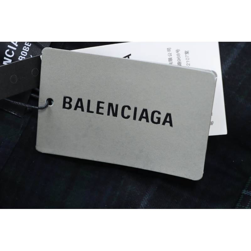 Balenciaga Fuzzy Lettering Plaid Long-Sleeved Shirt