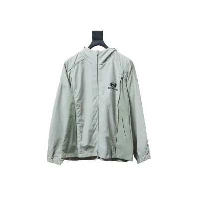 Balenciaga Hooded Zippered Jacket with Embroidered Lettering 01