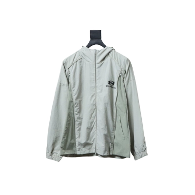 Balenciaga Hooded Zippered Jacket with Embroidered Lettering 01