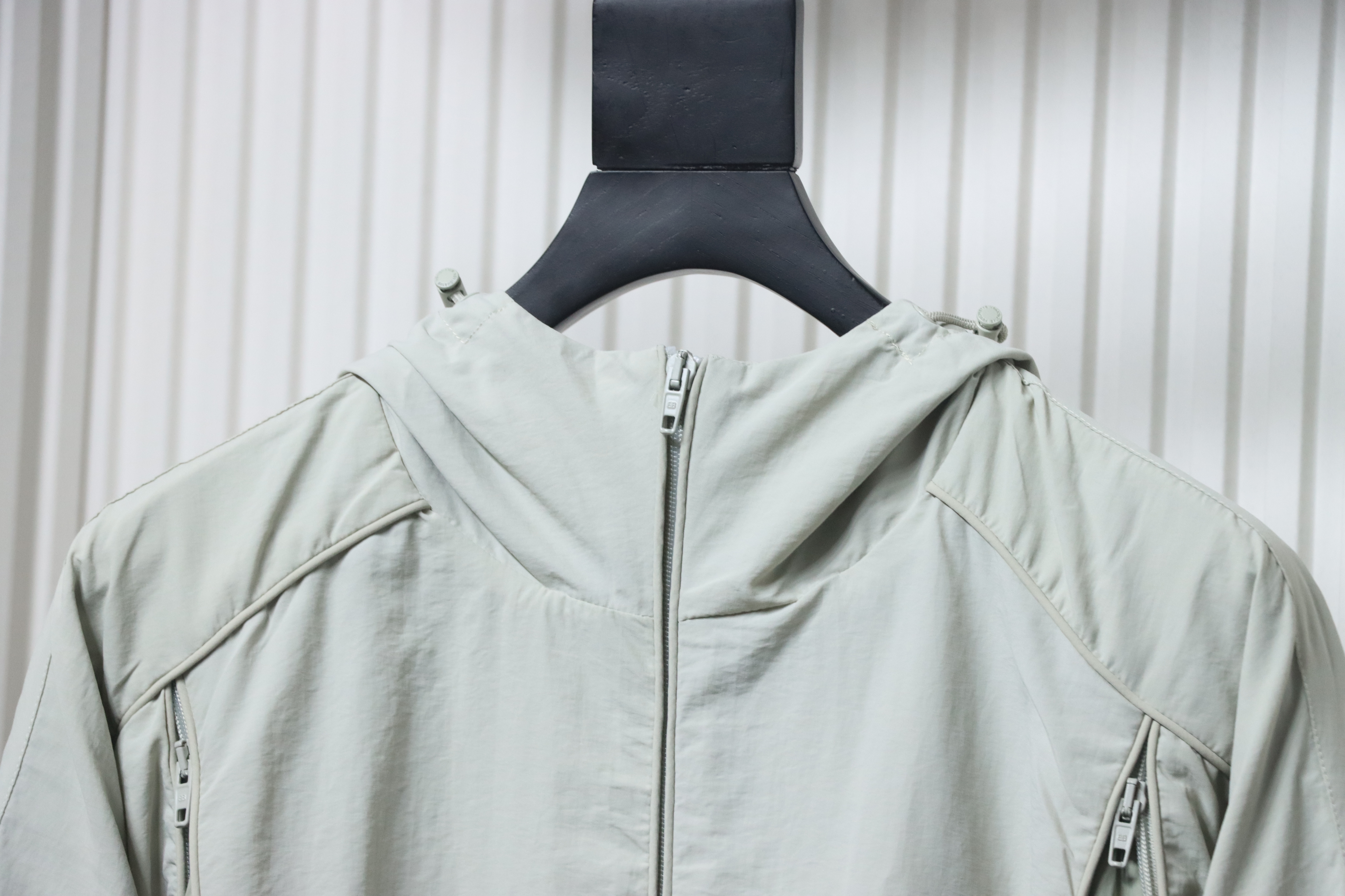 Balenciaga Hooded Zippered Jacket with Embroidered Lettering