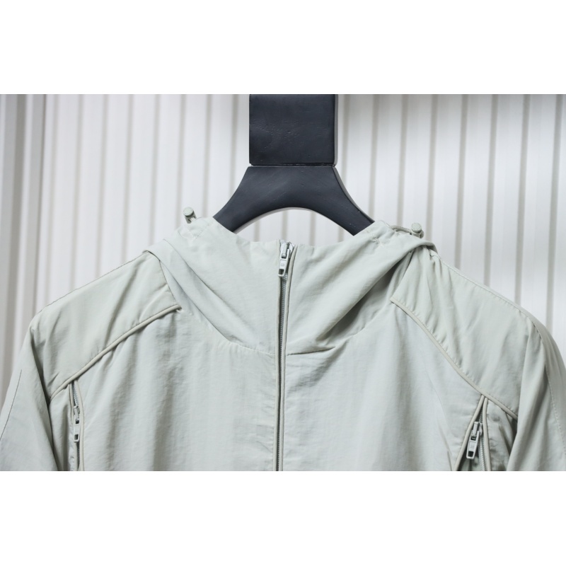 Balenciaga Hooded Zippered Jacket with Embroidered Lettering