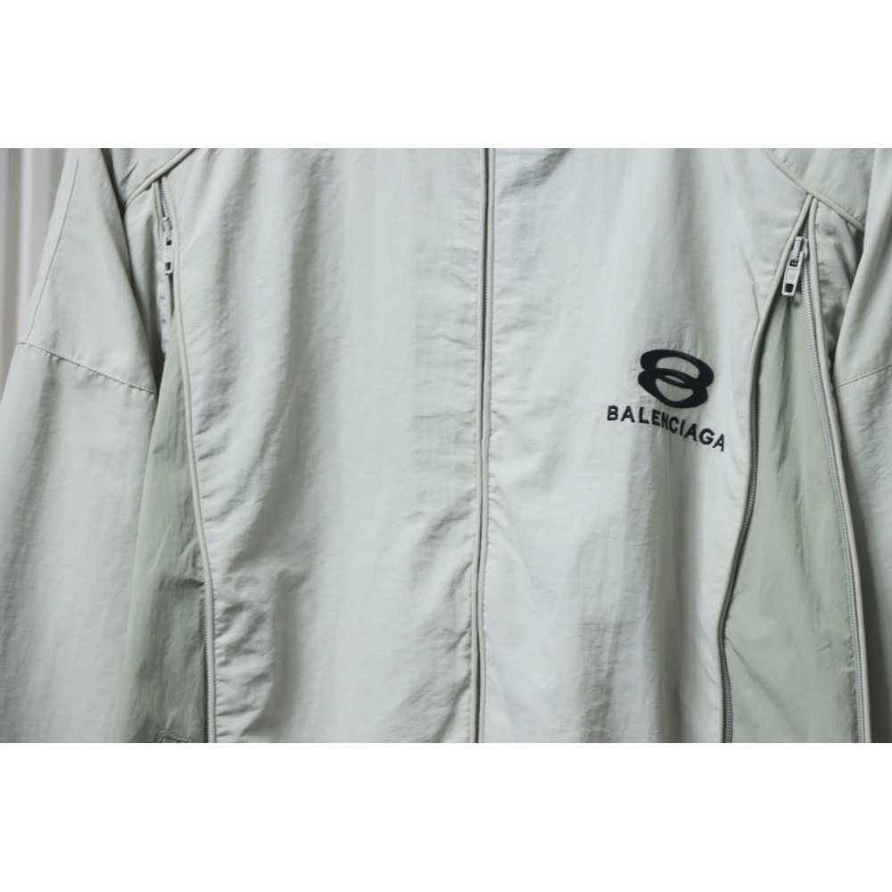 Balenciaga Hooded Zippered Jacket with Embroidered Lettering