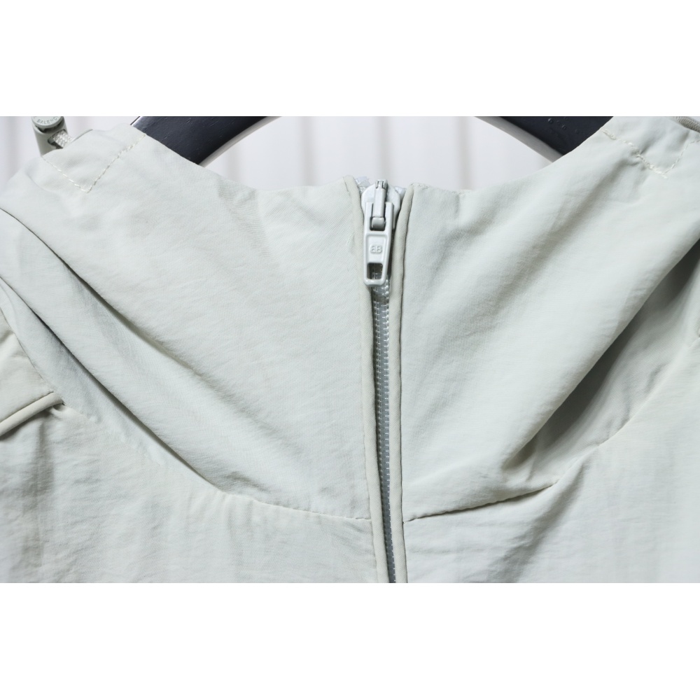 Balenciaga Hooded Zippered Jacket with Embroidered Lettering