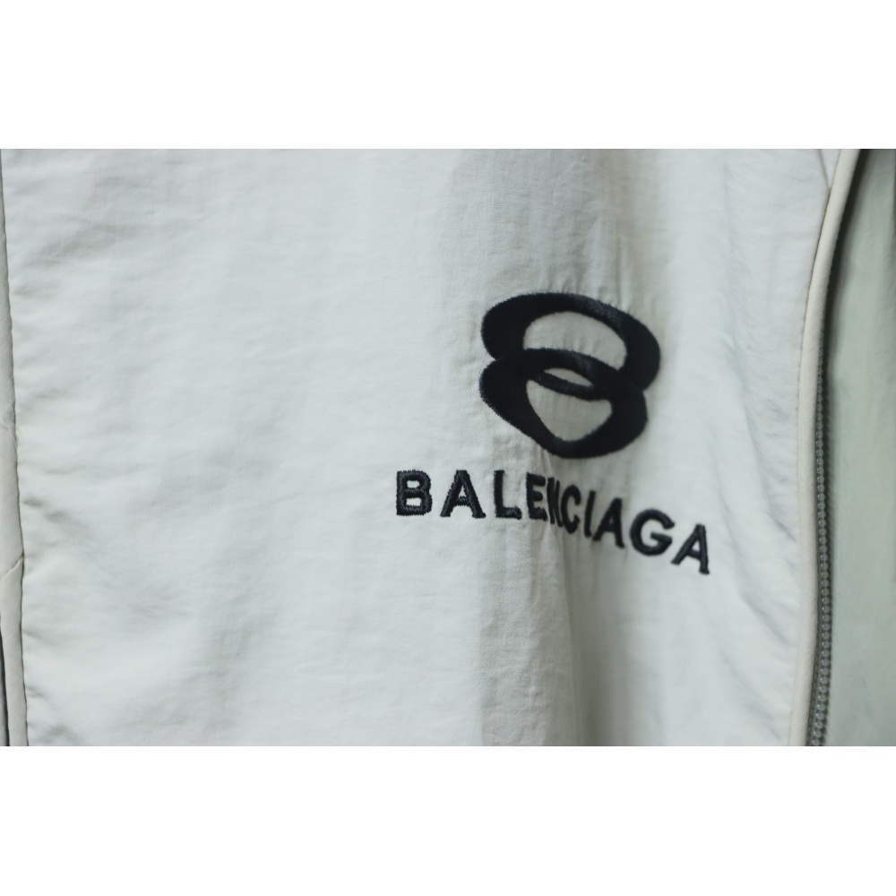 Balenciaga Hooded Zippered Jacket with Embroidered Lettering