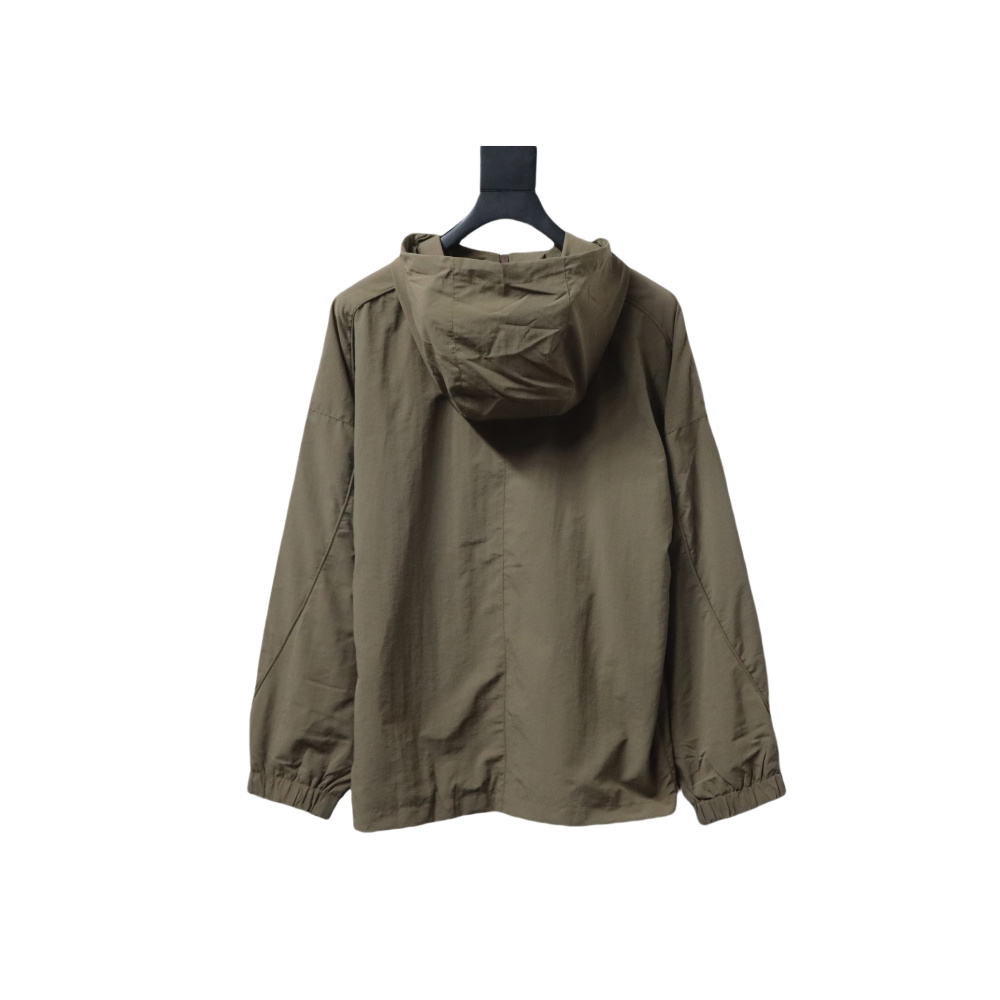 Balenciaga Hooded Zippered Jacket with Embroidered Lettering