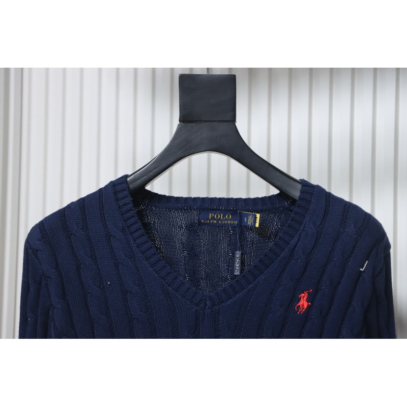 Ralph Lauren 25FW Small Label Knit Sweetheart Neck Sweater Blue