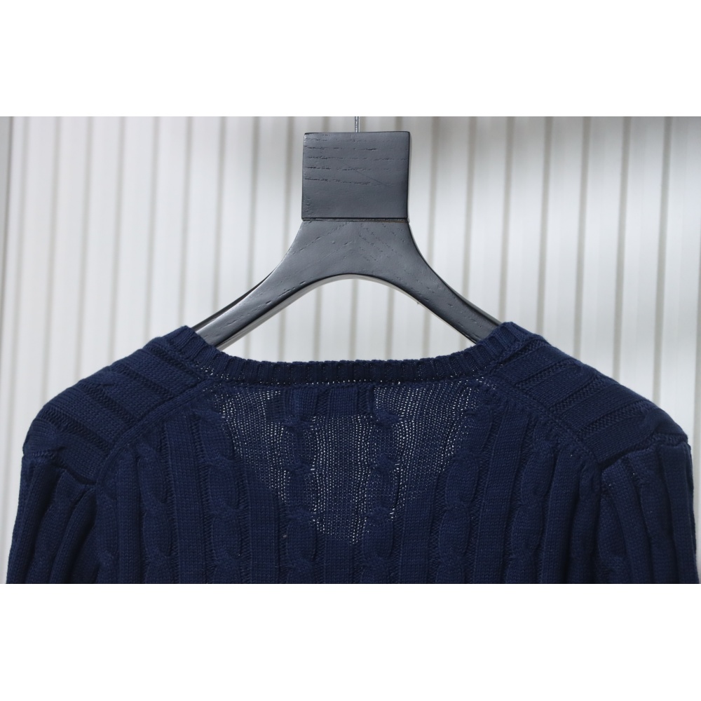 Ralph Lauren 25FW Small Label Knit Sweetheart Neck Sweater Blue