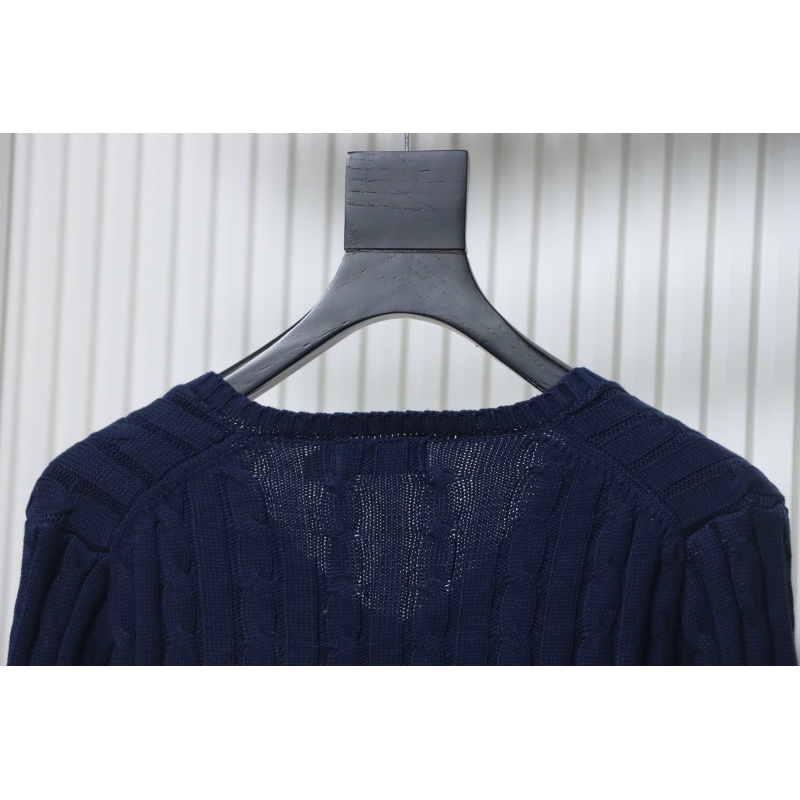 Ralph Lauren 25FW Small Label Knit Sweetheart Neck Sweater Blue